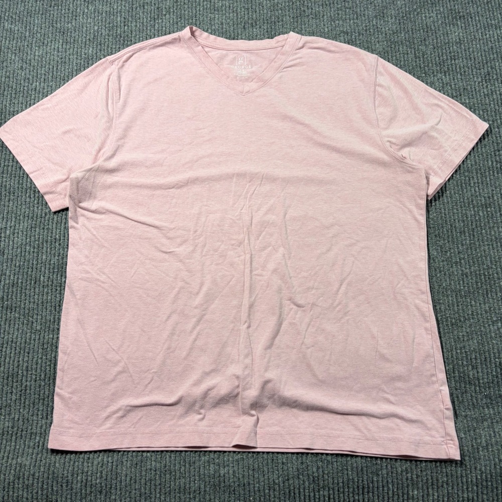 George Mens V-Neck Short Sleeve T-Shirt Pink Size Large L 42-44 RN 52469